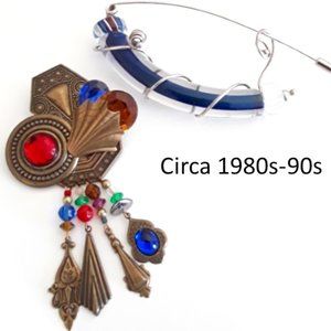 Retro Pins1980s-90s Blown Glass and Brass Collage